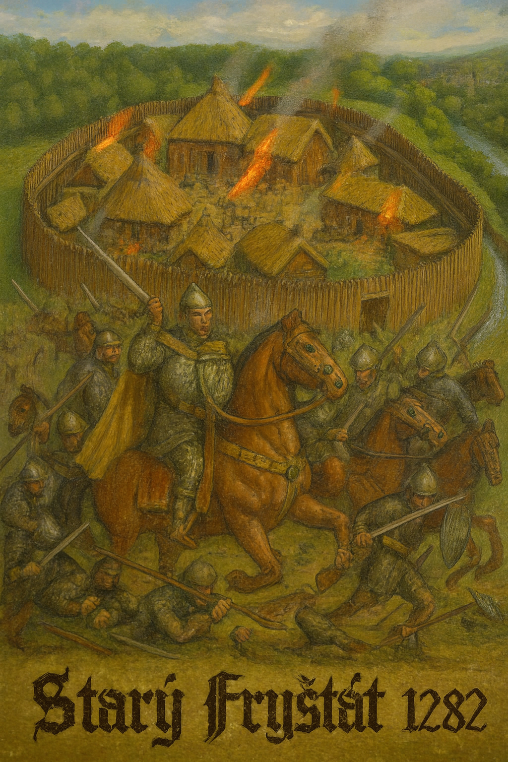 1282 - Začátek vlády knížete Mečislava III. Aby svou ženu, kněžnu Gřimyslavu dostal zpět, vojensky napadá Starý Fryštát, ničí ho a pobíjí jeho silingská vojska a pána. Na místě hradiště vzniká obec Staré Město