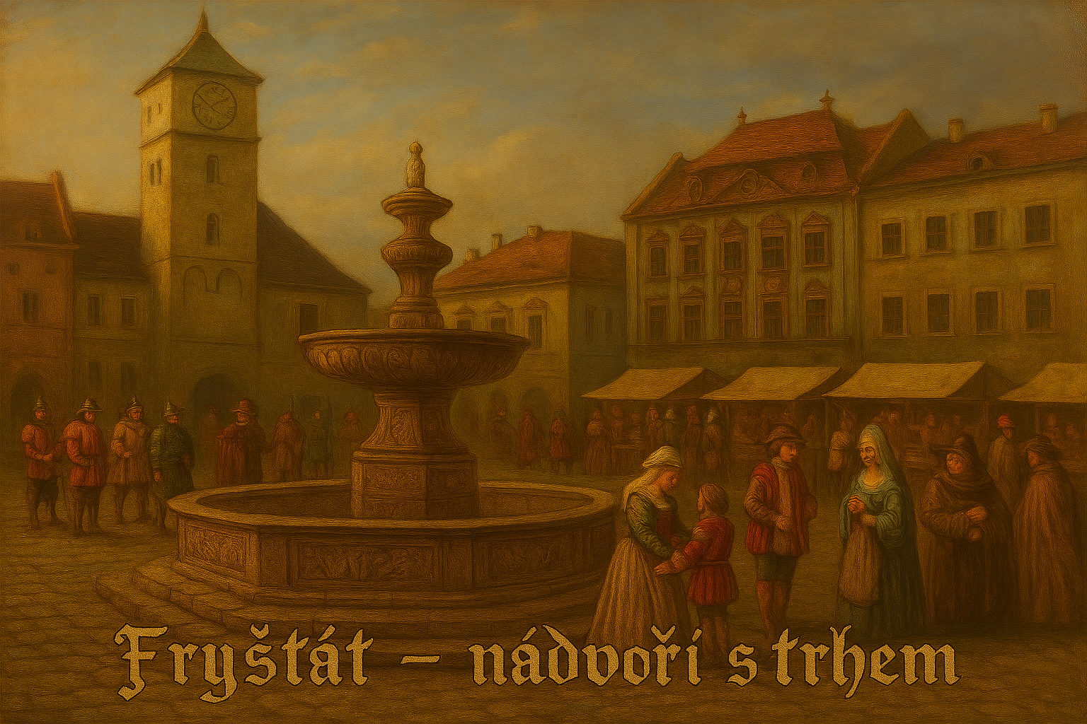 Fryštátské Zámecké nádvoří s trhy v 16. století