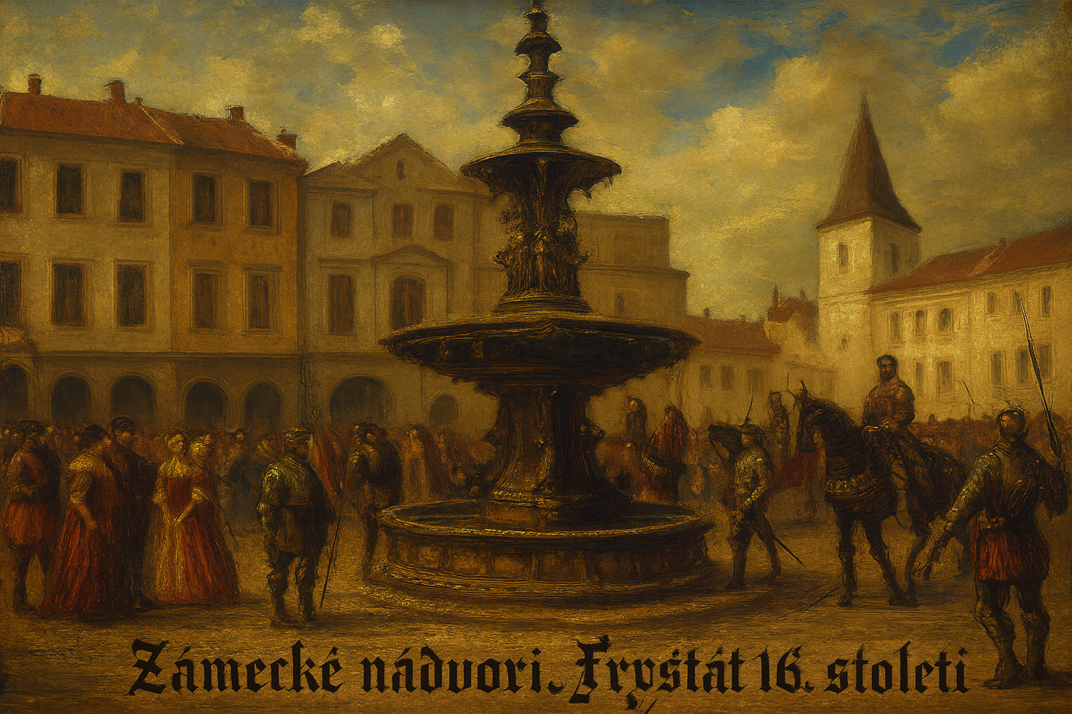 Zámecké nádvoří ve Fryštátě v 16. století