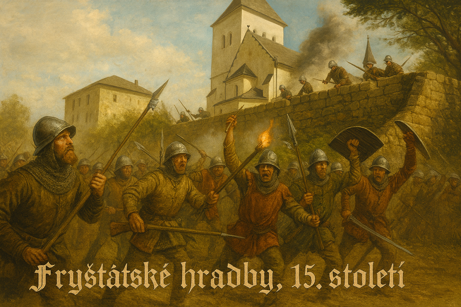 Mury obronne Frysztatu pod kościołem z XIV–XVI wieku zachowały się częściowo