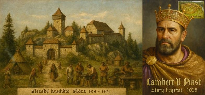 Slezská hora Sléza s hradem, a král Lambert II. Piast
