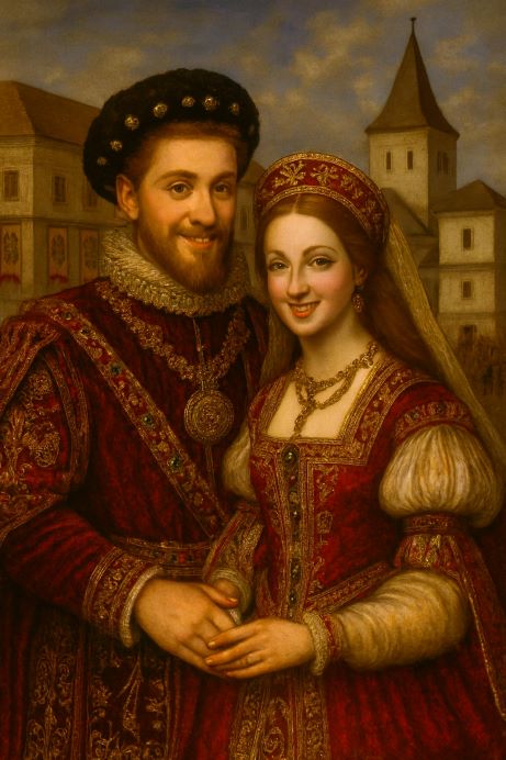 Fridrich Kazimír Piast XIII. (1541-1571), s chotí, vévodkyní Kateřinou Piastovnou z Lehnice