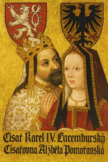 Karel IV. Lucemburský s chotí Alžbětou Pomořanskou