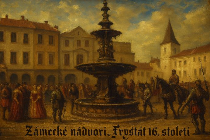 Zámecké nádvoří ve Fryštátě v 16. století