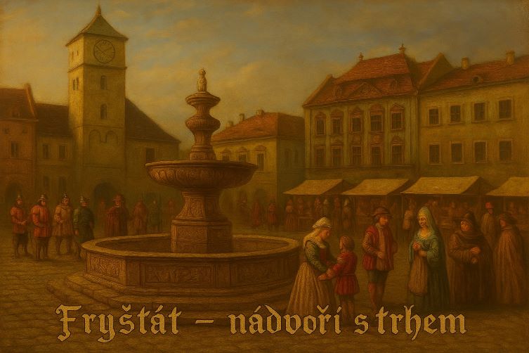 Fryštátské Zámecké nádvoří s trhy v 16. století